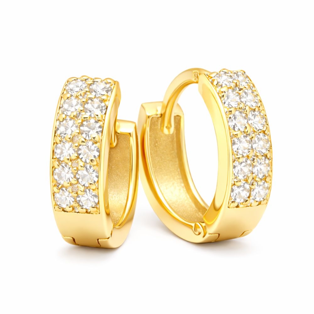 Złote kolczyki kółka z cyrkoniami próba 333