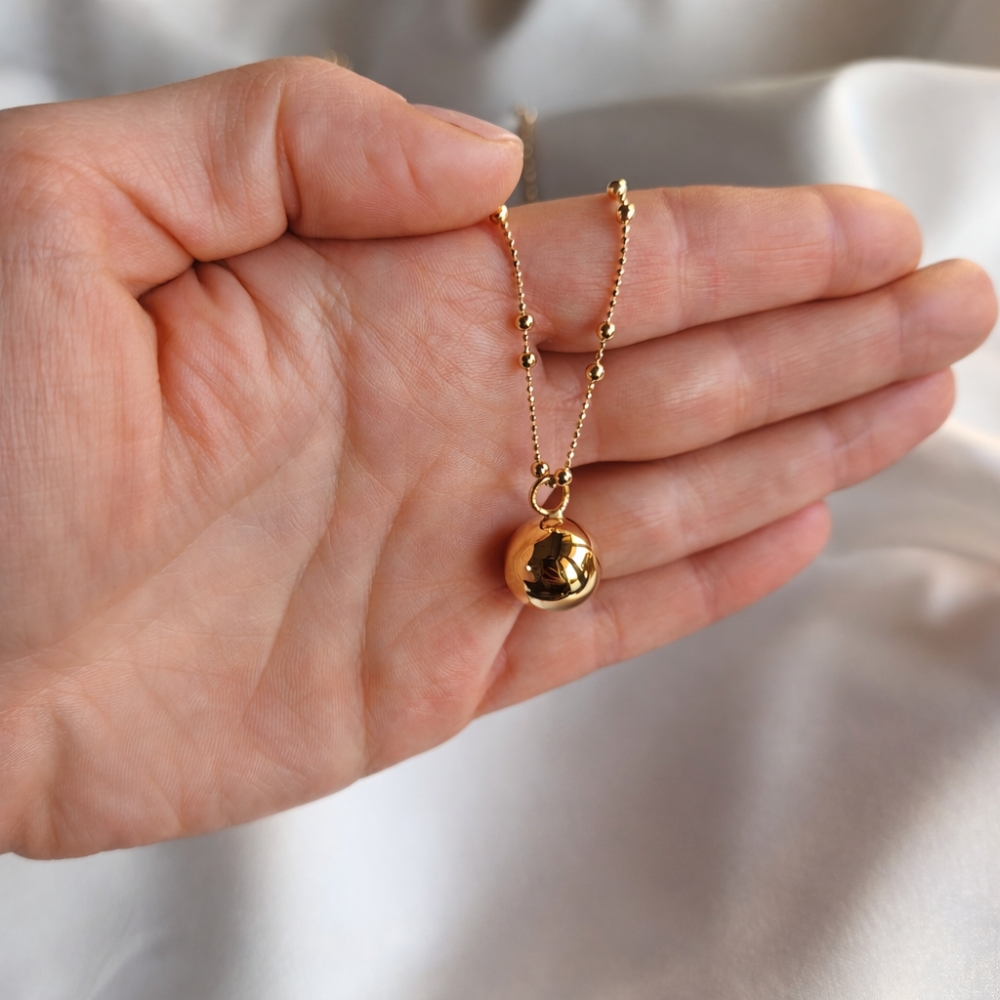 Srebrny pozłacany 14k naszyjnik 70cm  KULKA