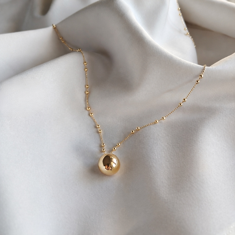 Srebrny pozłacany 14k naszyjnik 70cm  KULKA