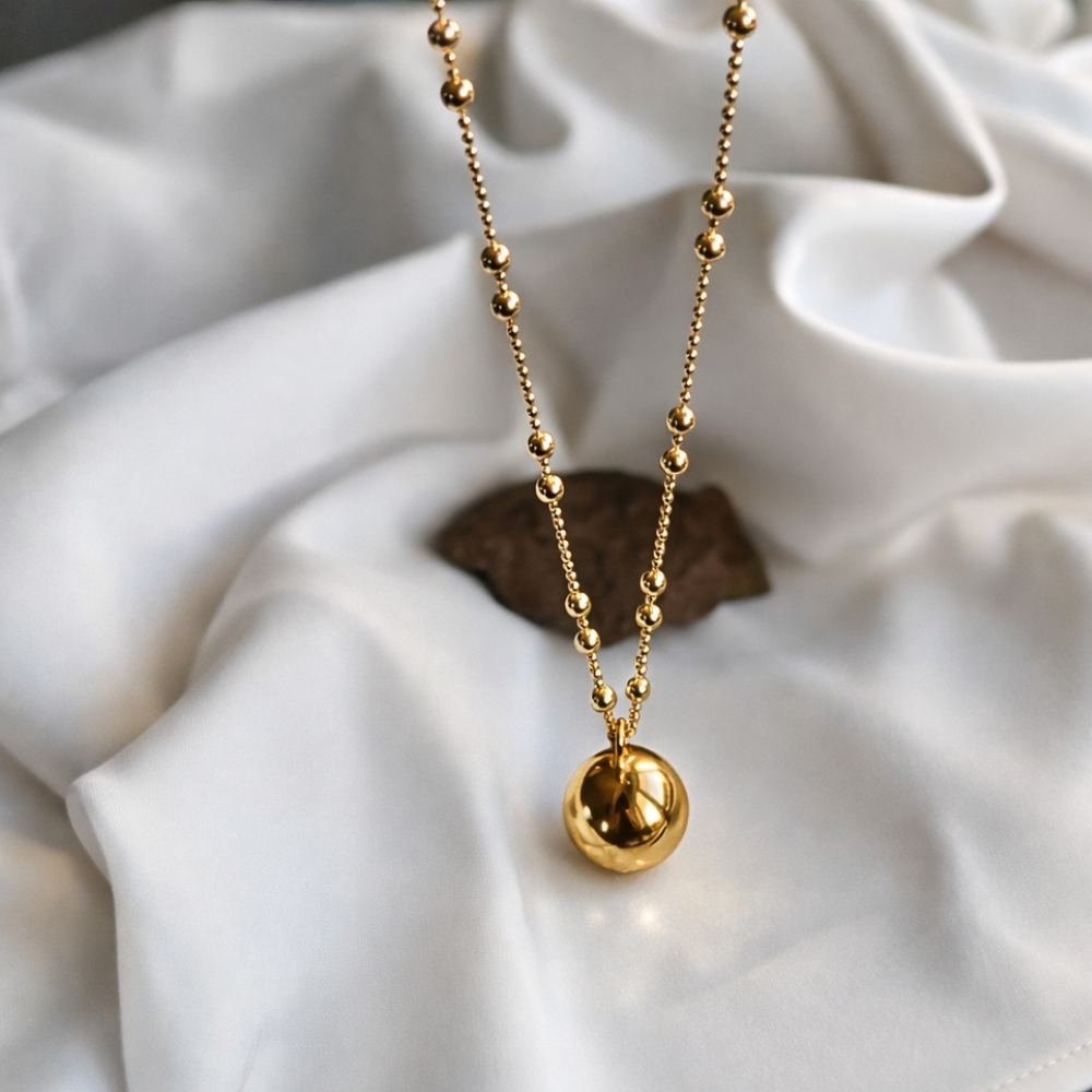 Srebrny pozłacany 14k naszyjnik 70cm  KULKA