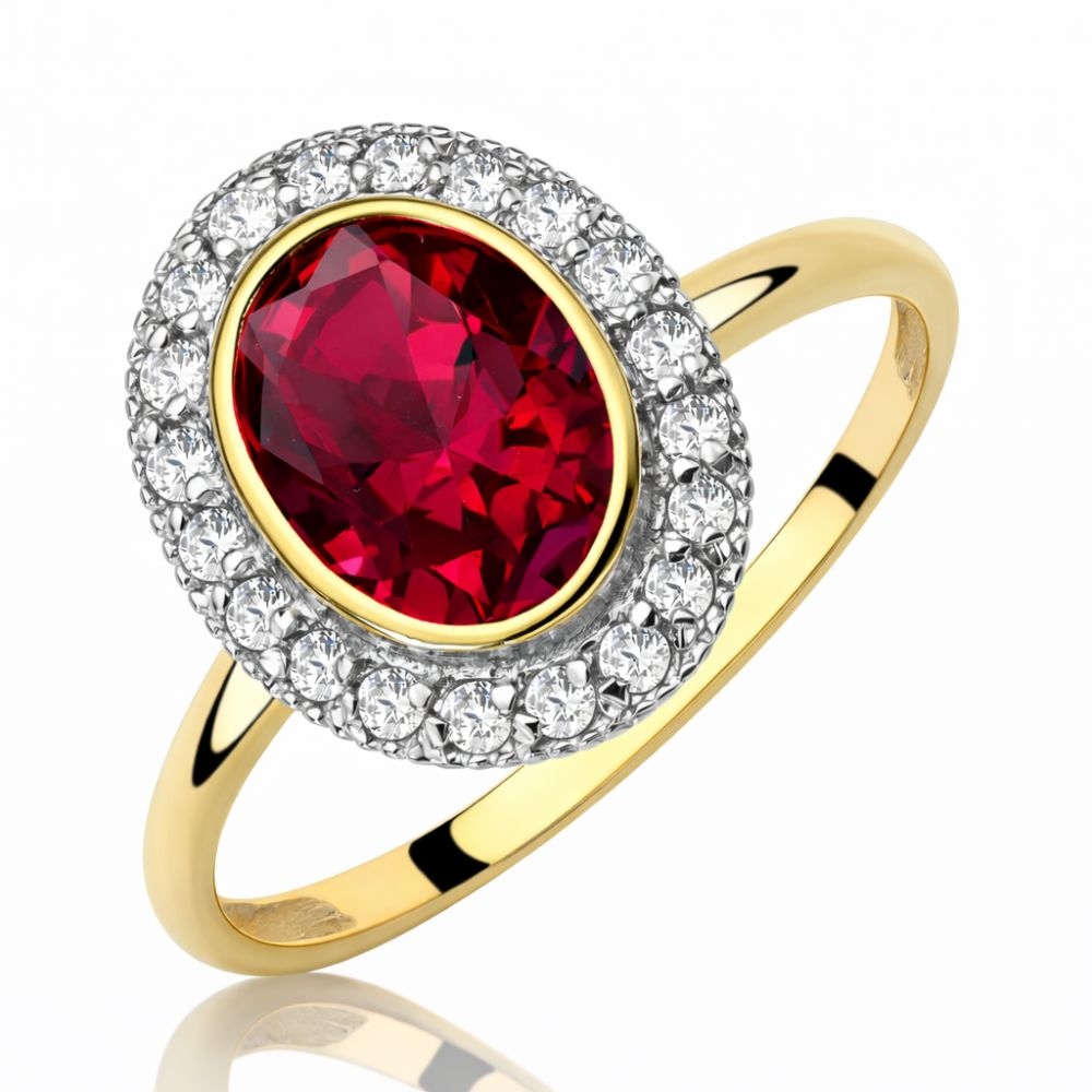 MODNY ZŁOTY PIERŚCIONEK CYRKONIE DUŻY KAMIEŃ