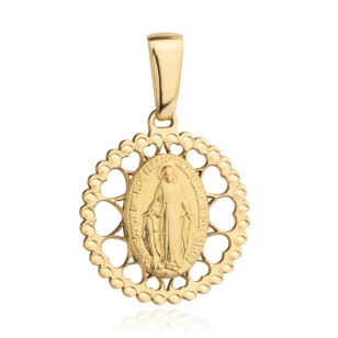 Cudowny Medalik w okrągłej oprawie ażurowej