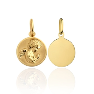 Medalik aniołek modlący się w złotym kole pr. 585