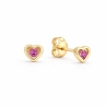 Kolczyki serca rubinowa cyrkonia 333