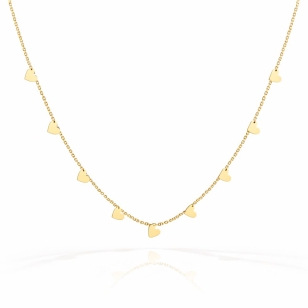 Naszyjnik złoty z zawieszonymi serduszkami 42+3cm