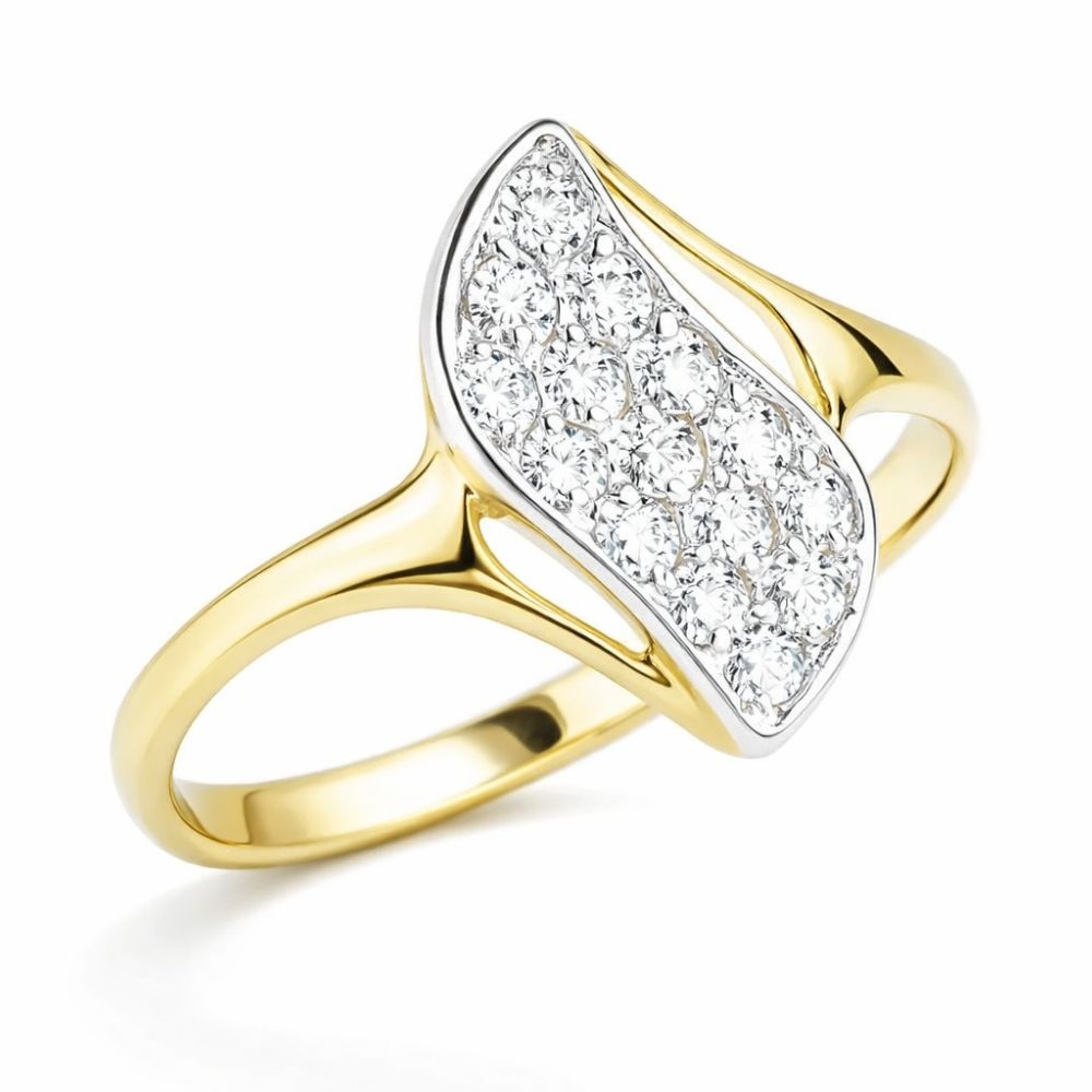 Goldring mit Strasssteinen zarte Wave Sample 585