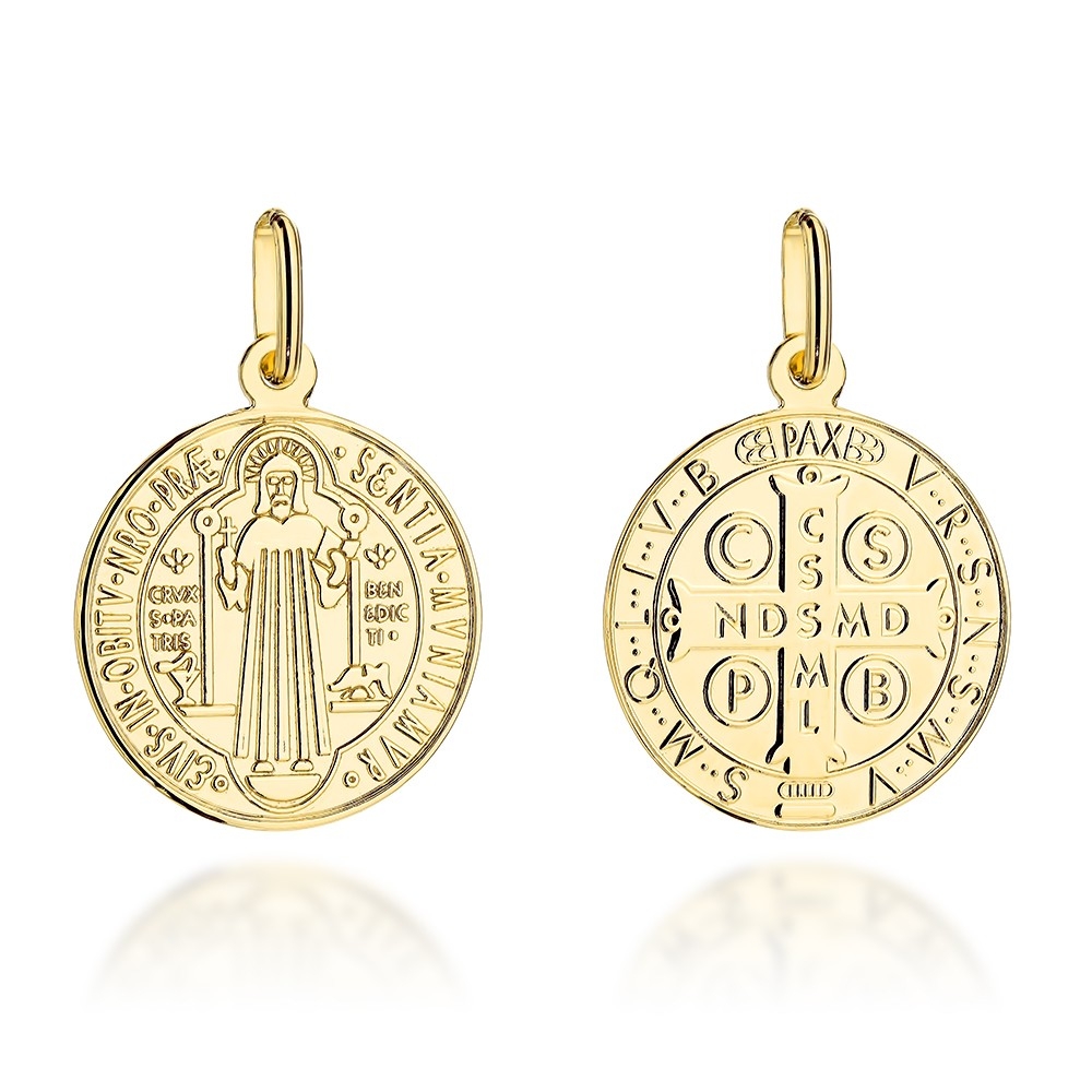 Medalik złoty dwustronny św. Benedykt duży