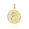 Medalik złoty Matka Boska Częstochowska w zdobionym ażurowym kole