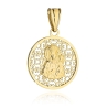 Medalik złoty Matka Boska Częstochowska w zdobionym ażurowym kole