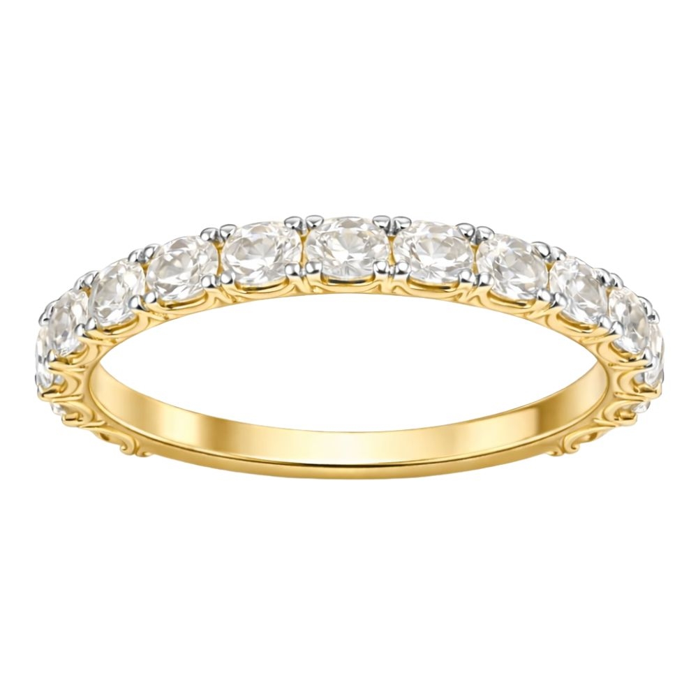 Złoty pierścionek z cyrkoniami dookoła 585