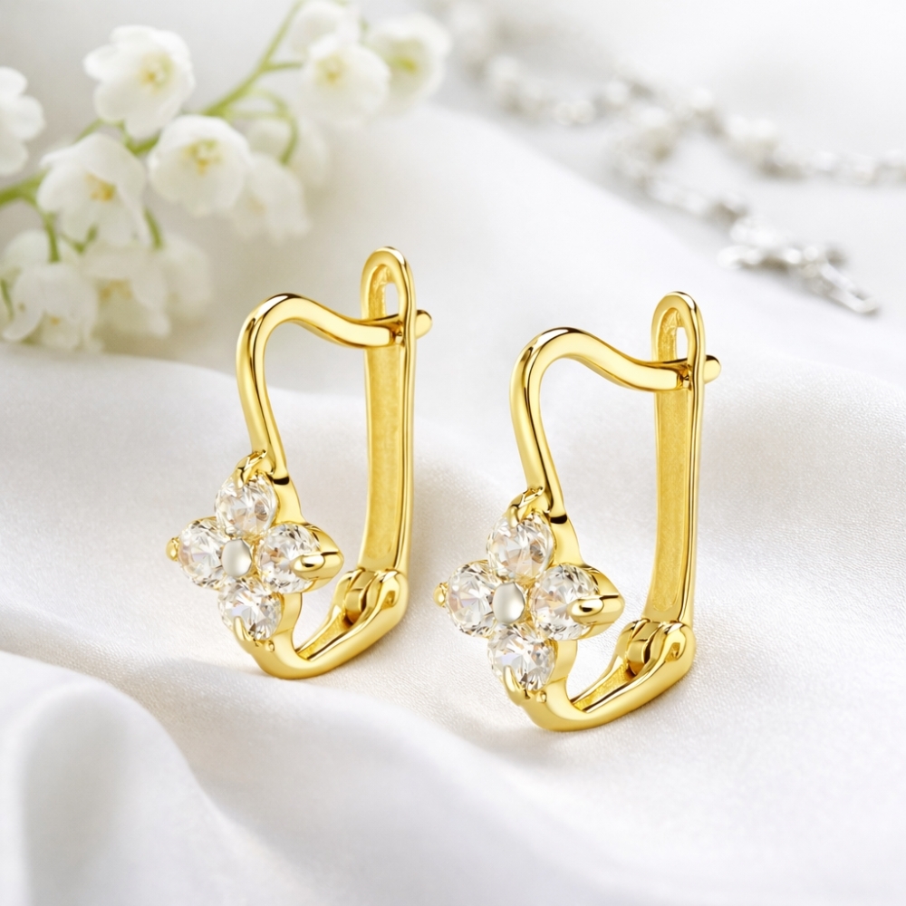 Kolczyki dla dziewczynki kwiatek próba złota 333