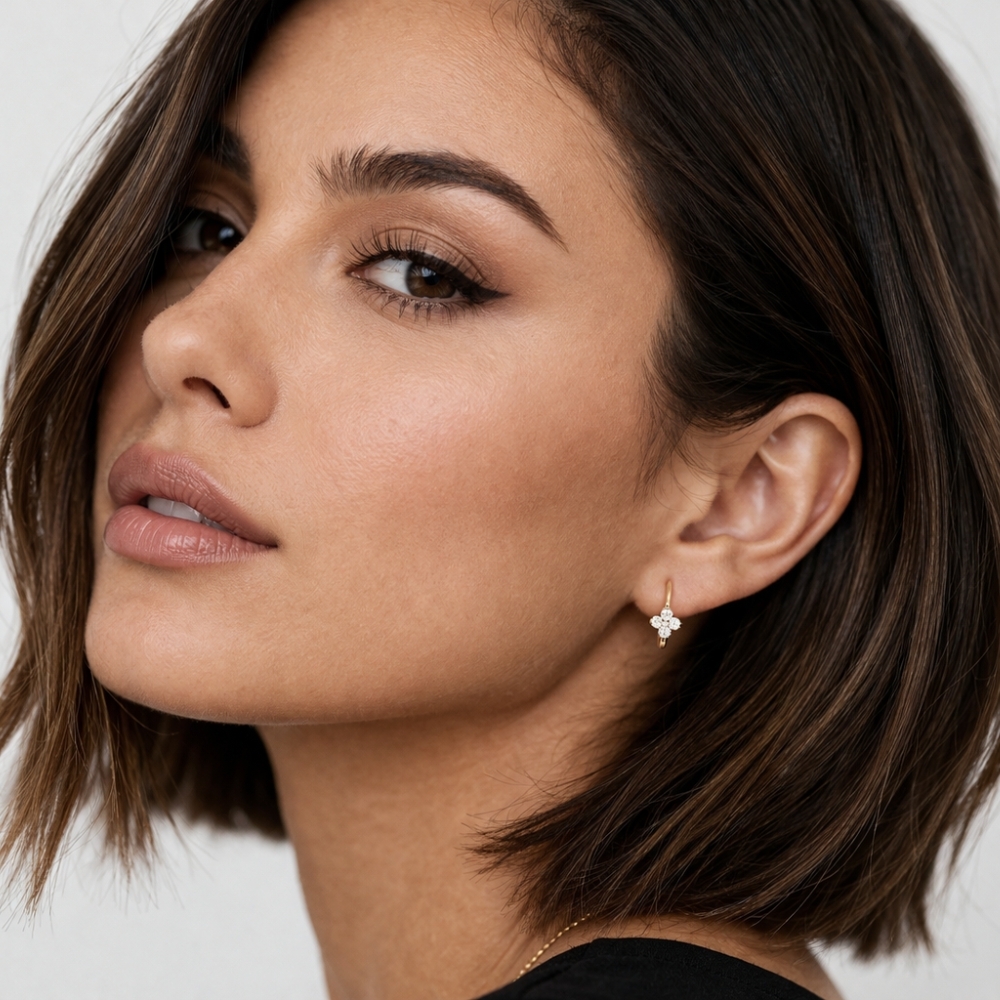 Kolczyki dla dziewczynki kwiatek próba złota 585