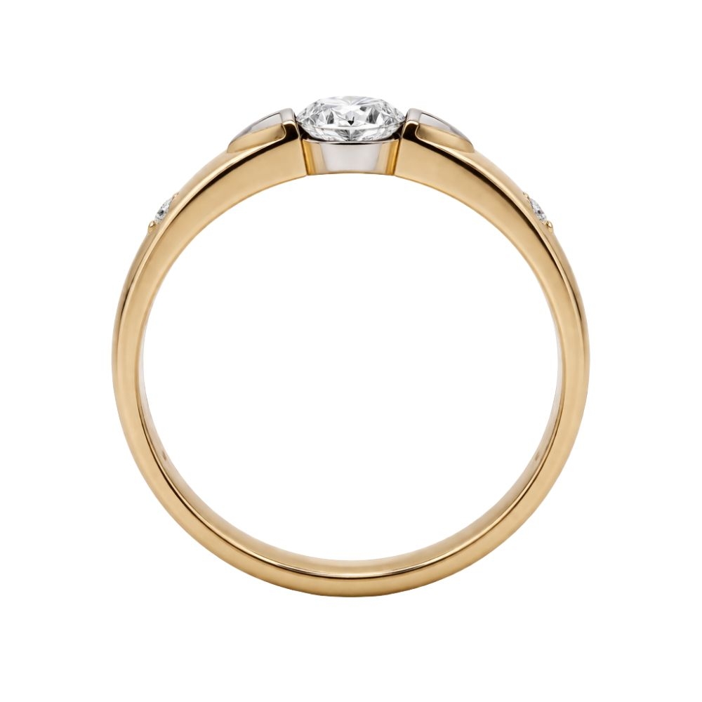 Zaręczynowy złoty pierścionek z Cyrkoniami