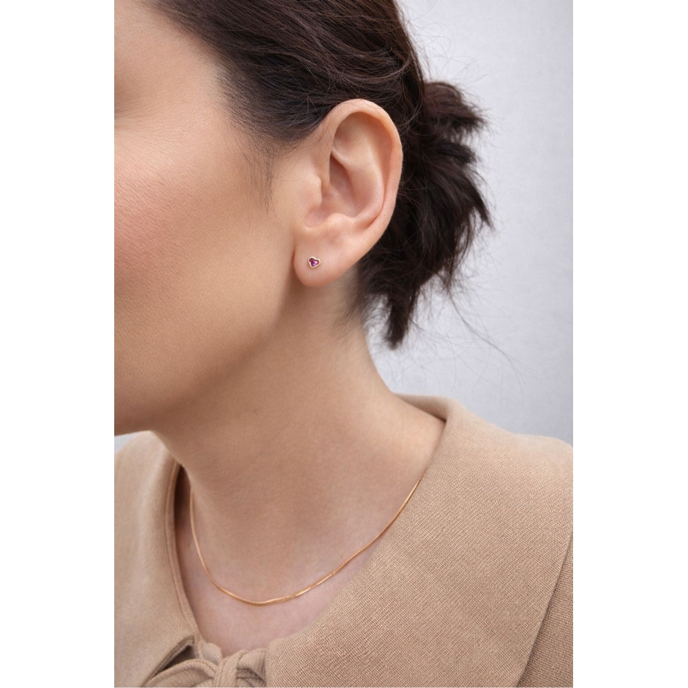 Kolczyki serca rubinowa cyrkonia 333