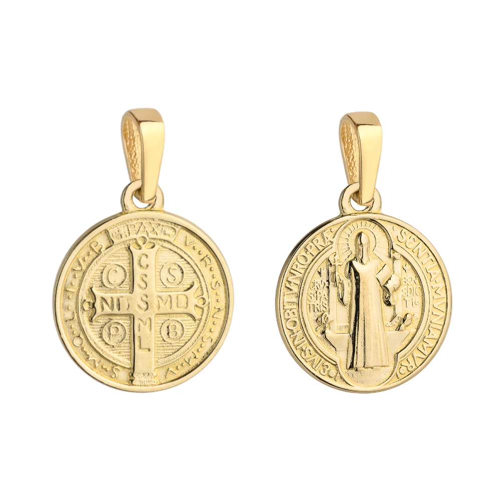 Medalik złoty Święty Benedykt średni