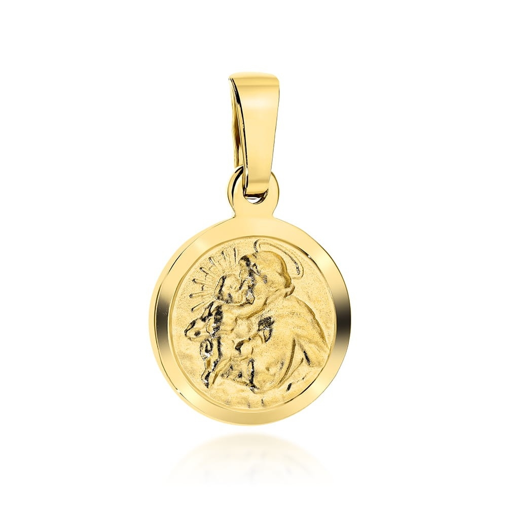Medalik złoty święty Józef z dzieciątkiem