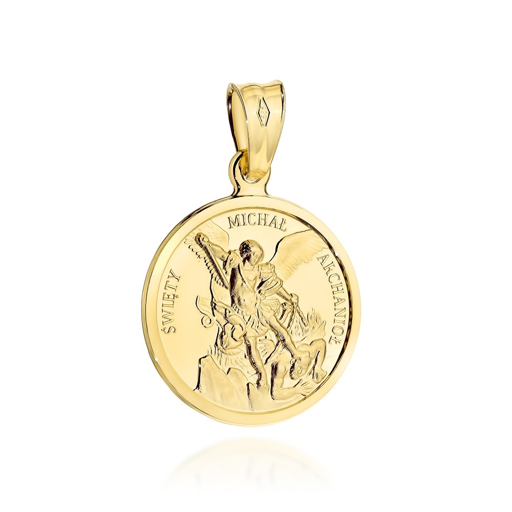 Medalik złoty Święty Michał Archanioł w kółku