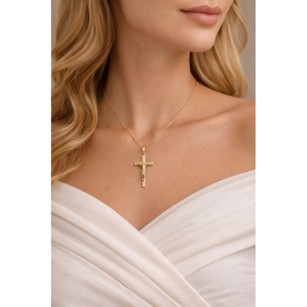 Złoty krzyżyk z Jezusem próba 375