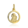 Złoty medalik Matka Boska z dzieciątkiem w diamentowanym kole