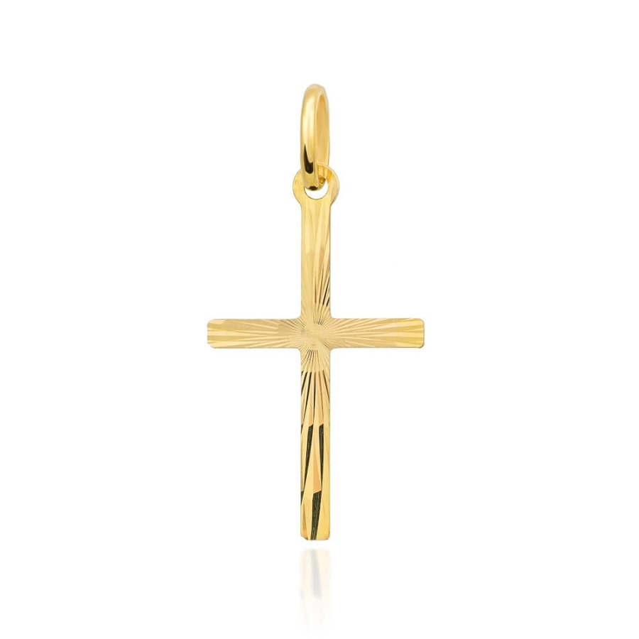 Krzyżyk złoty diamentowany duży