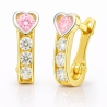 Goldene Ohrringe rosa Herz mit StrassMuster 585 K3.2366Pr| ergold