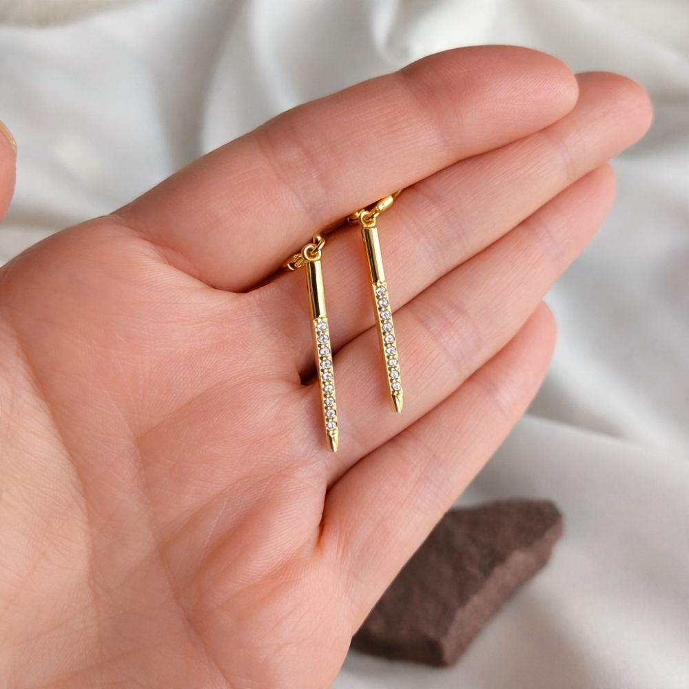 Pozłacane srebrne kolczyki z cyrkoniami