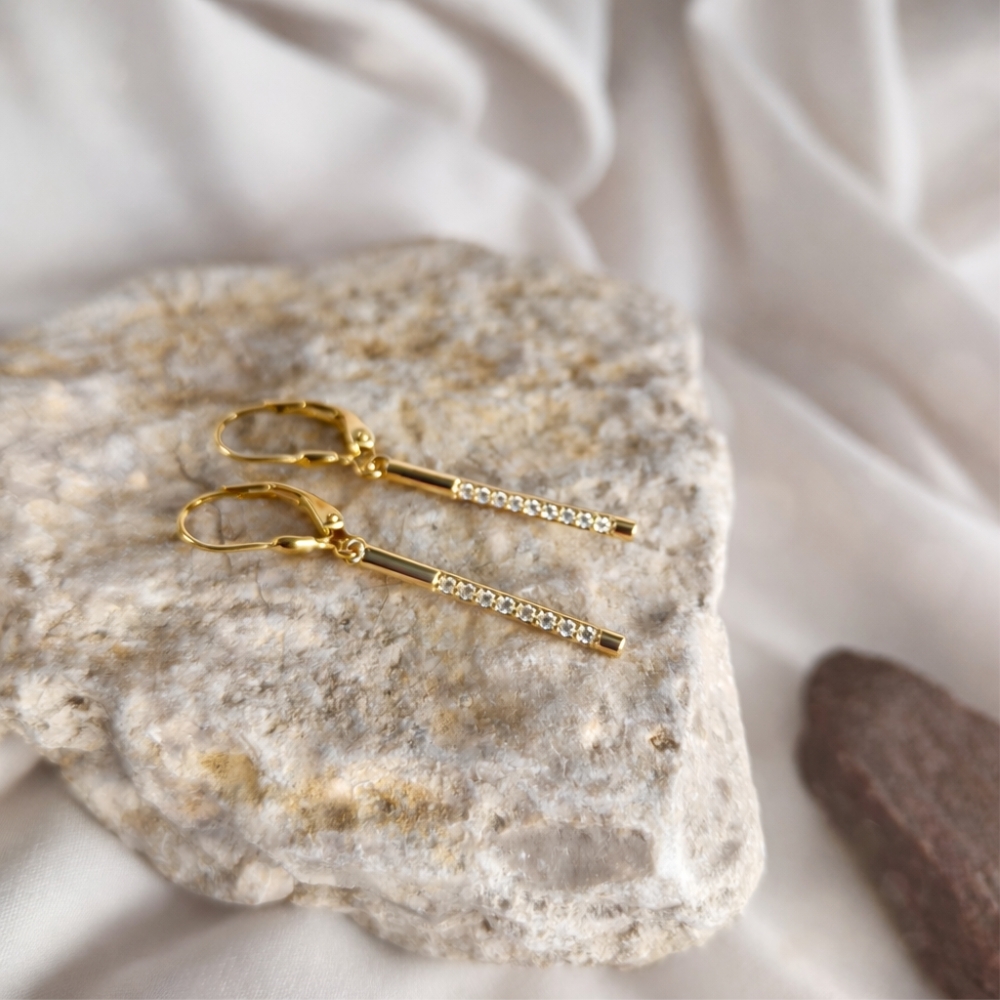 Pozłacane srebrne kolczyki z cyrkoniami