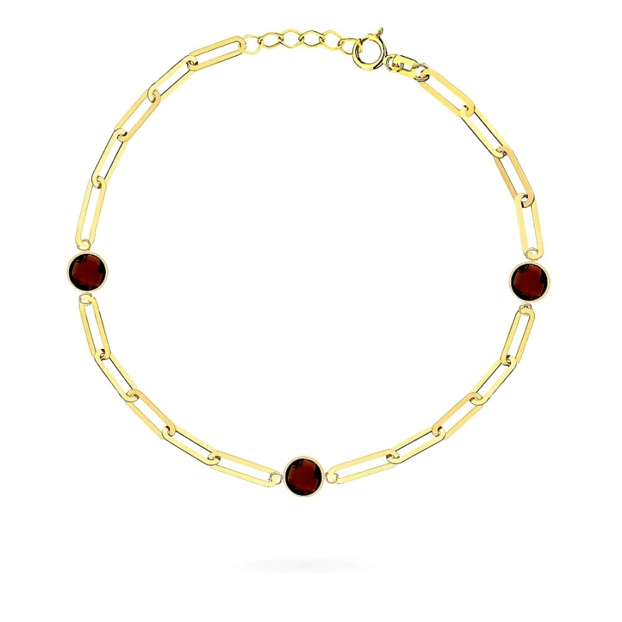 Bransoletka złota ogniwa i elementy z brązowego kwarcu