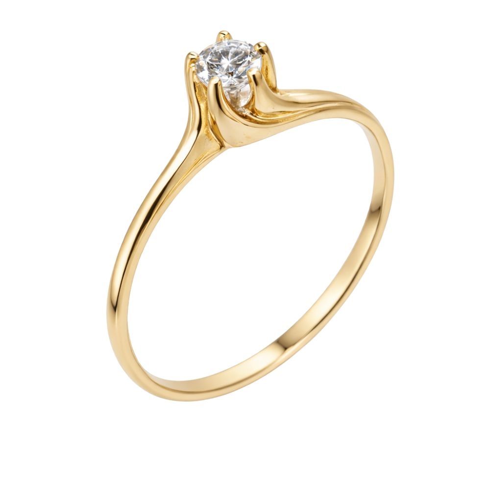 Schöner Goldring mit Zirkonia-Öse 585