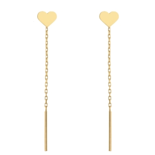 Kolczyki przewlekane złote serce