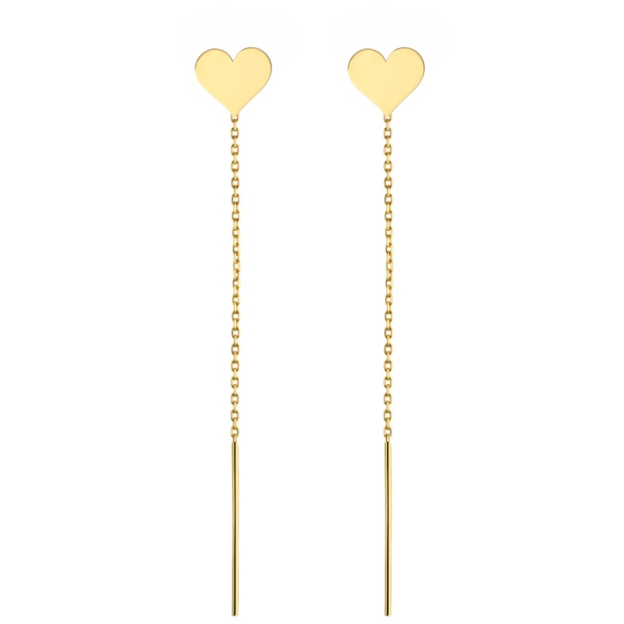 Kolczyki przewlekane złote serce