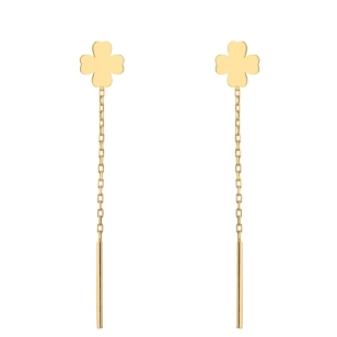 Kolczyki przewlekane złote koniczynki