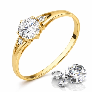 Gold Ring Zirconie Nur ein Smaragd | ergold