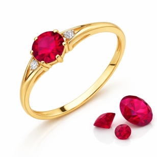 Gold Ring Zirconie Nur ein Smaragd | ergold