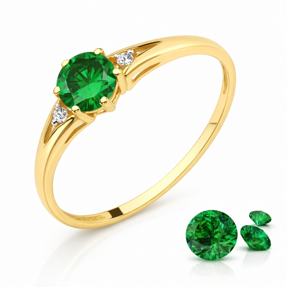 Gold Ring Zirkonie nur ein Smaragd