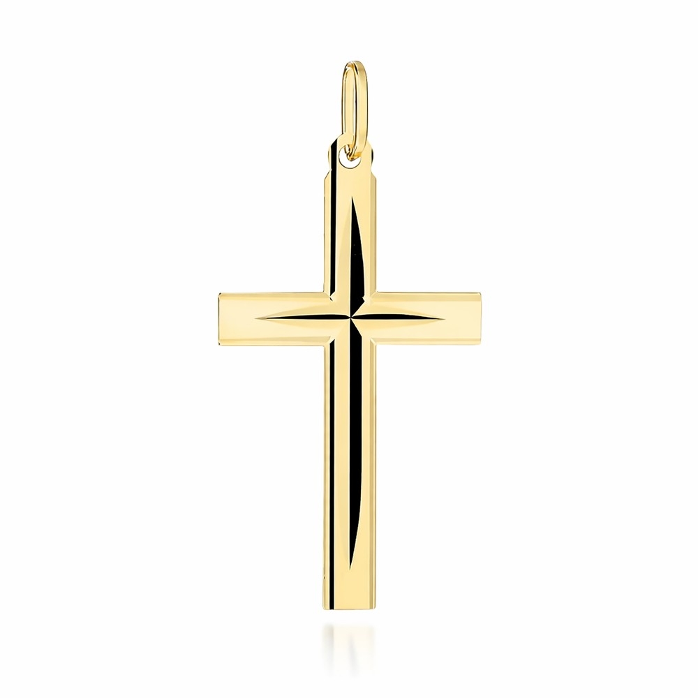 Krzyżyk złoty żłobiony