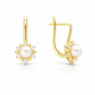 Złote kolczyki z perłą Kwiatek próba 333 K1.505 | ERgold