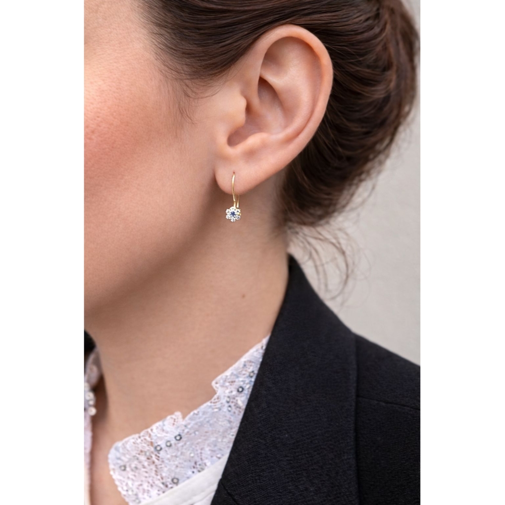 Złote kolczyki dziecięce złote 585 Szafirowa Iskierka