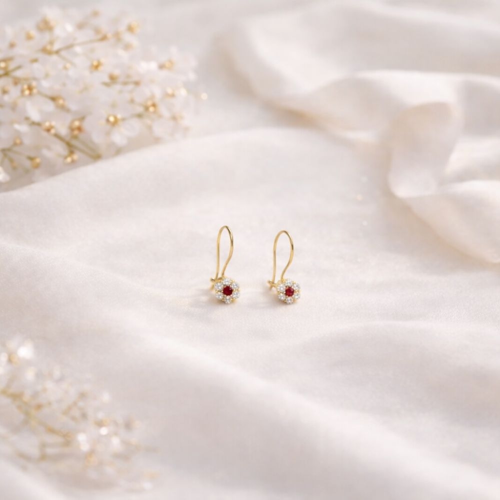 copy of Kolczyki dziecięce złote 585 Rubinowa Iskierka