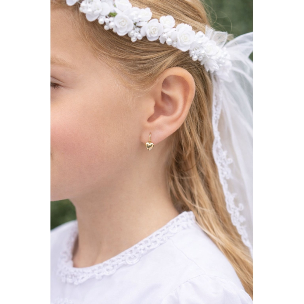 copy of Złote kolczyki serduszka zdobione Cyrkoniami  próba 585