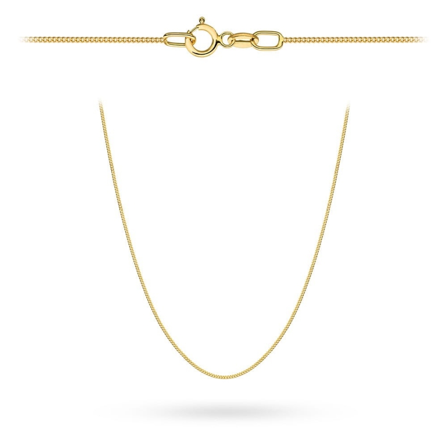 Łańcuszek złoty pr. 375 - splot pancerka gładka 42 cm super lekki