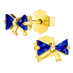 Złote kolczyki 585 kokardki cyrkonie K3.2359P | ERgold