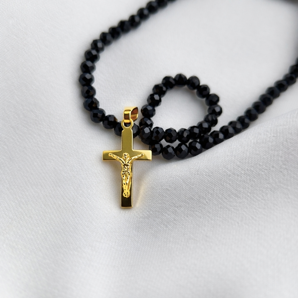 Krzyżyk srebrny złocony 14k prezent na Chrzest, Komunię