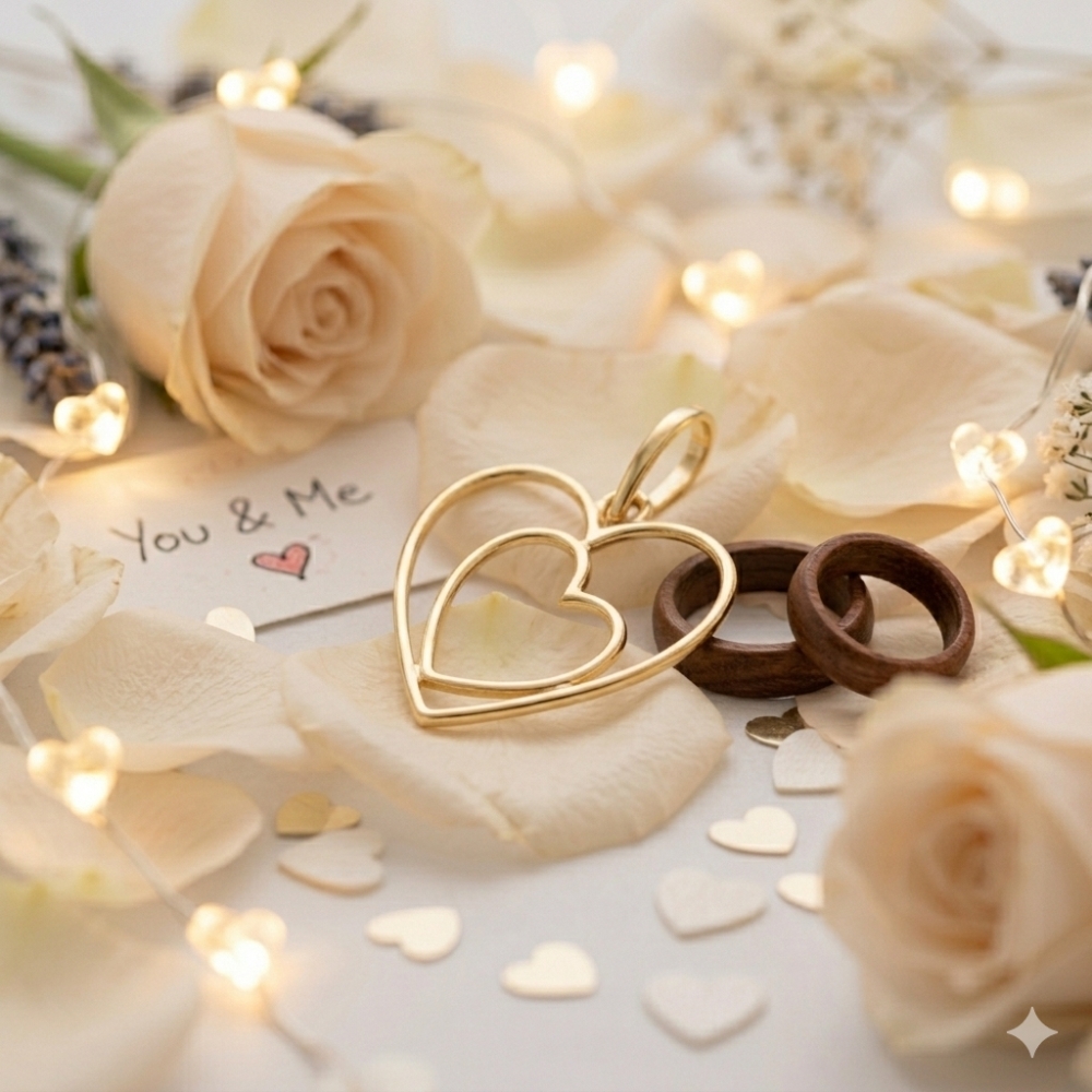 Pozłacana zawieszka 14k dwa serduszka