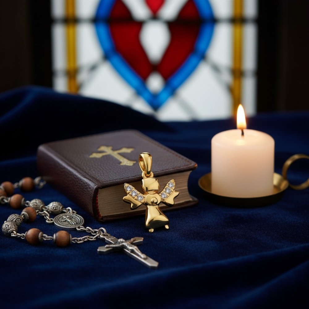 Pozłacana zawieszka 14k uroczy ANIOŁEK z cyrkoniami