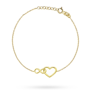 Bransoletka złota serce splecione ze znakiem nieskończoności