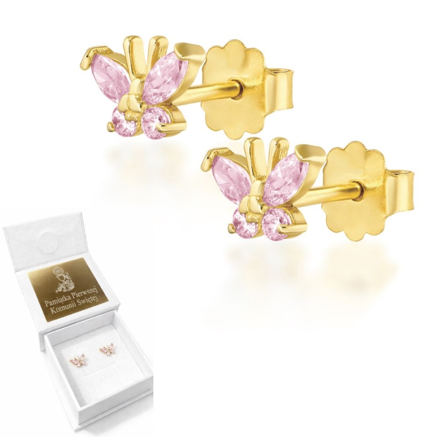 Goldene Ohrringe BUTTERFLIES hellrosa K1.158rr| ergold