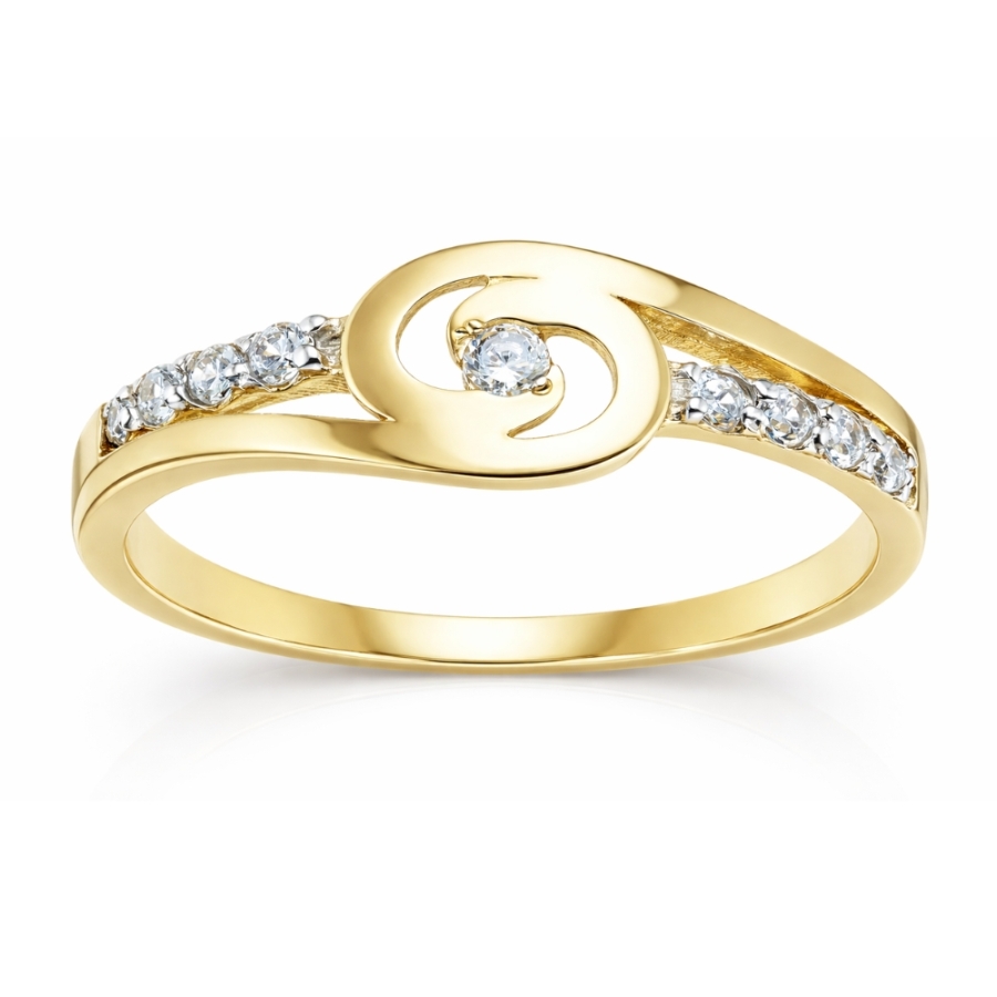 Złoty pierścionek z cyrkoniami przeplatany wzór P3.1564 | ERgold