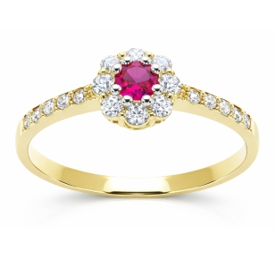 ZŁOTY PIERŚCIONEK KWIAT rubinowy P2.1260cz| ERgold