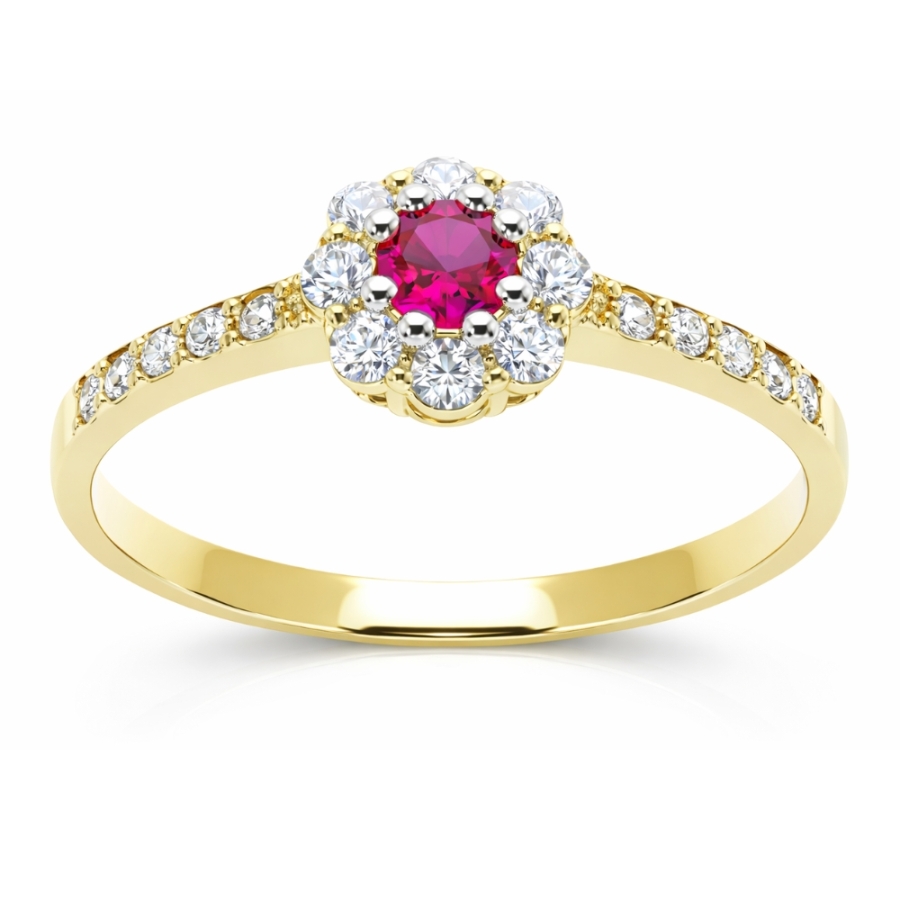 Pierścionek złoty kwiat rubinowy 333P2.1260cz| ERgold